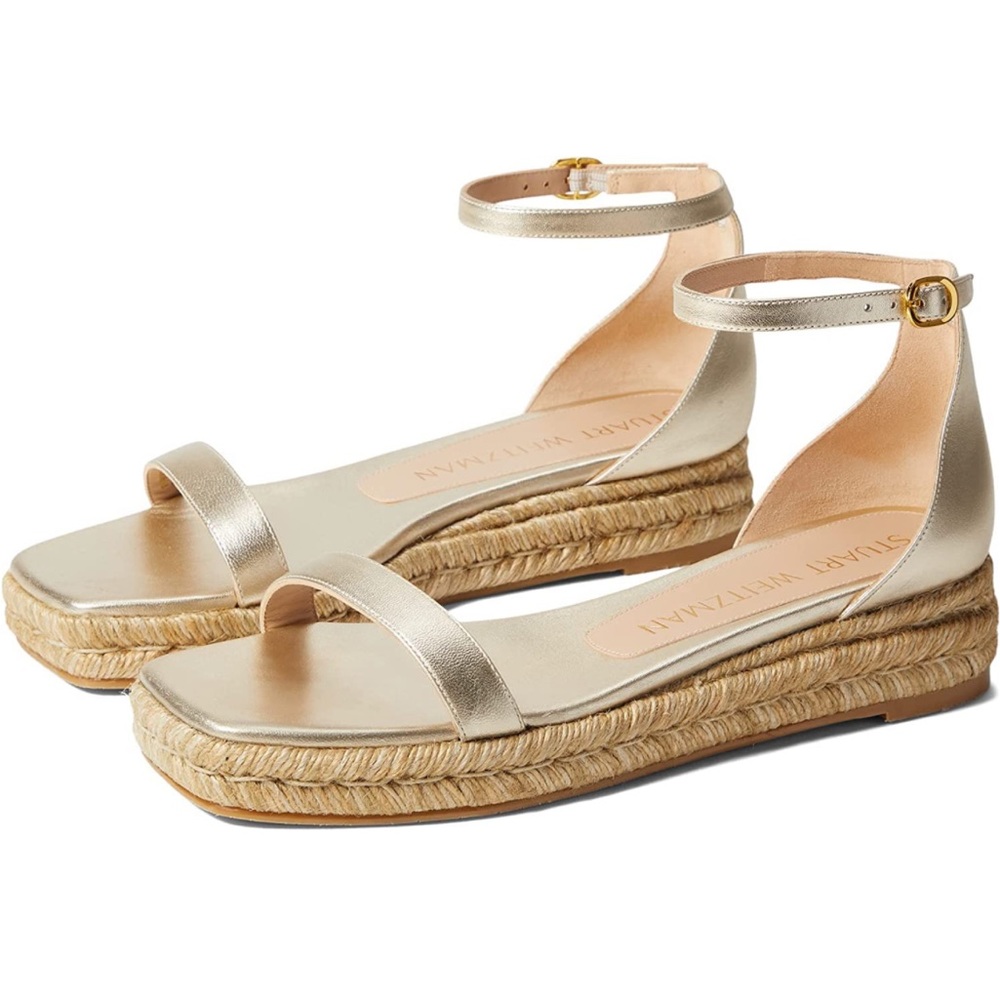 New Stuart Weitzman jute-braided heel. Measurements:Heel Height: 1 12
